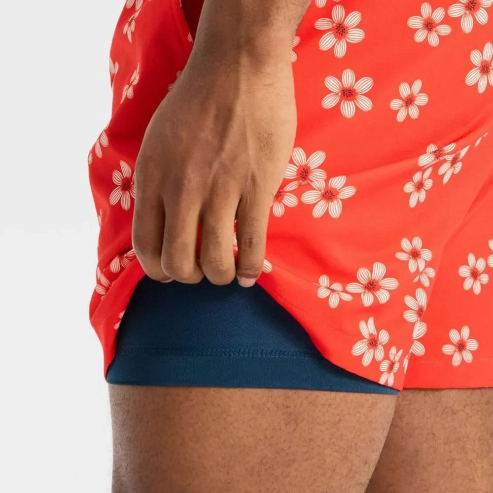 Goodfellow & Co - Men's 5'' Floral Print E-waist Swim Trunks - Goodf Red